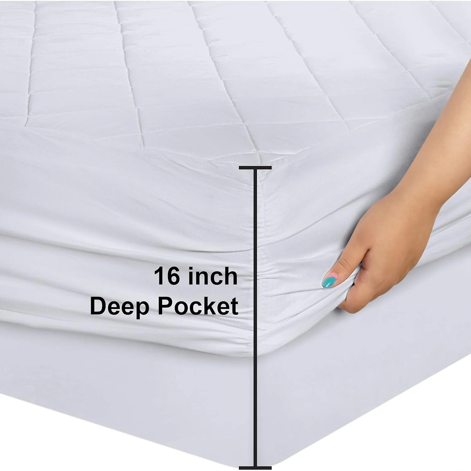 Elastic Fitted Quilted Mattress Pad/Protector Cover (Twin)