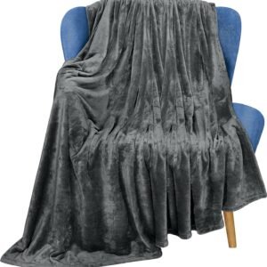 300 GSM Luxury Flannel Fleece Blankets (Throw / Grey)