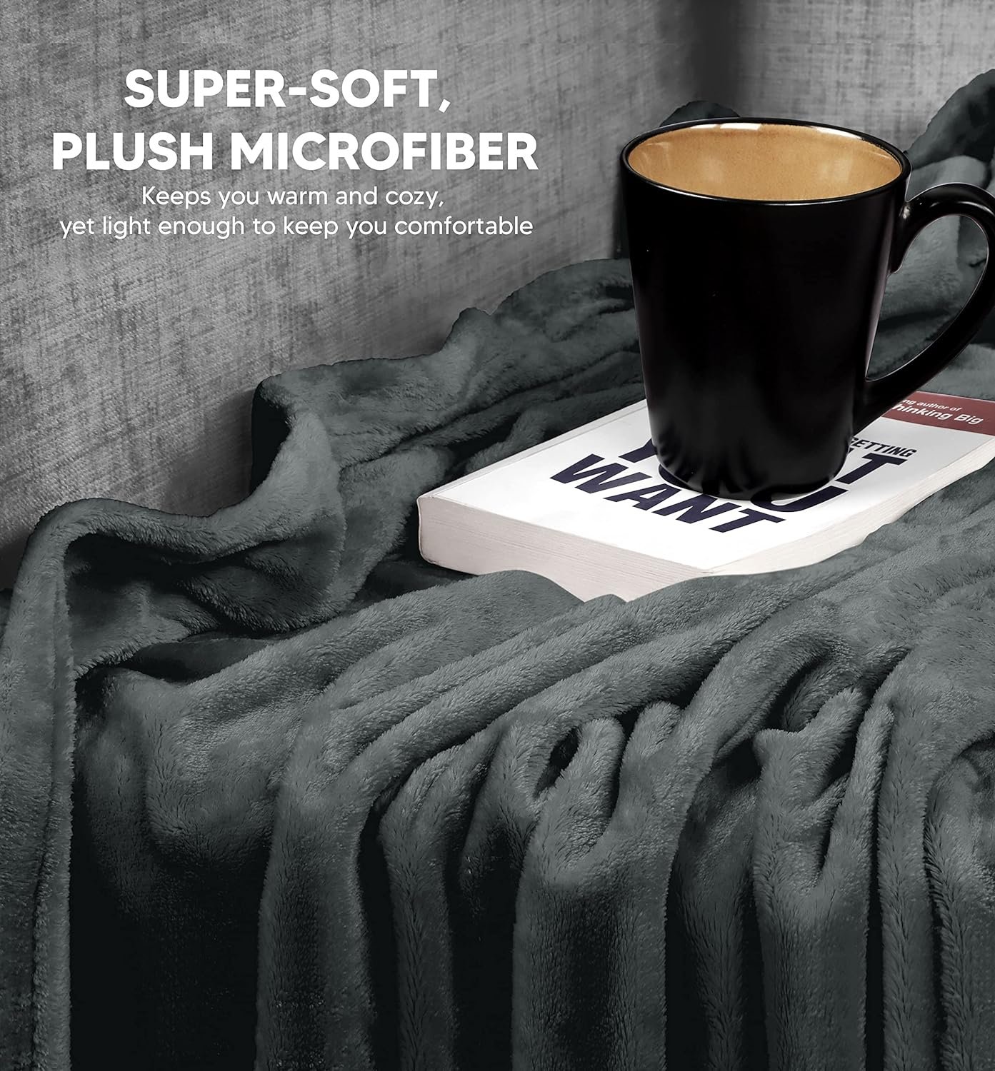 300 GSM Luxury Flannel Fleece Blankets (Throw / Grey)