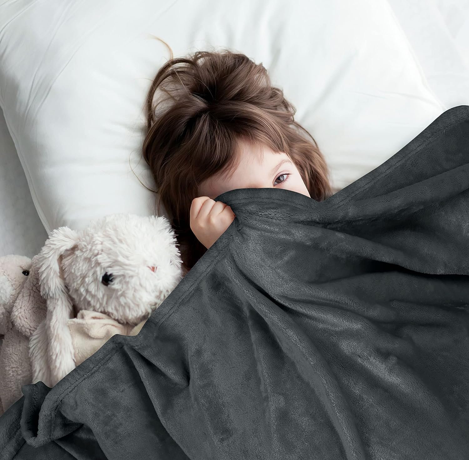 300 GSM Luxury Flannel Fleece Blankets (Throw / Grey)