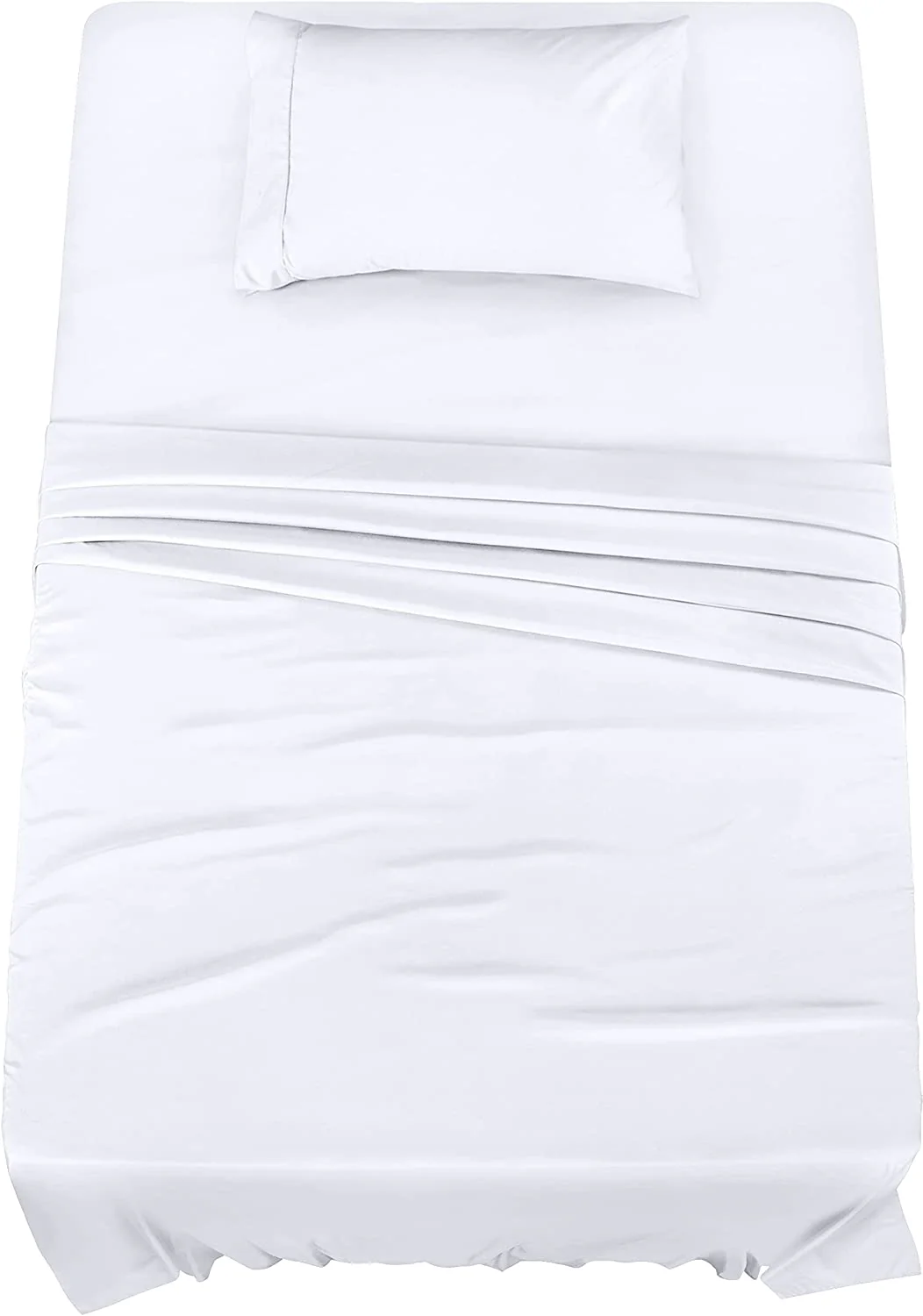 Bedding Brushed Microfiber Bed Sheet Set – 3-Piece (Flat Sheet + Fitted Sheet + Pillowcase) – Premium Comfort (Twin / White)