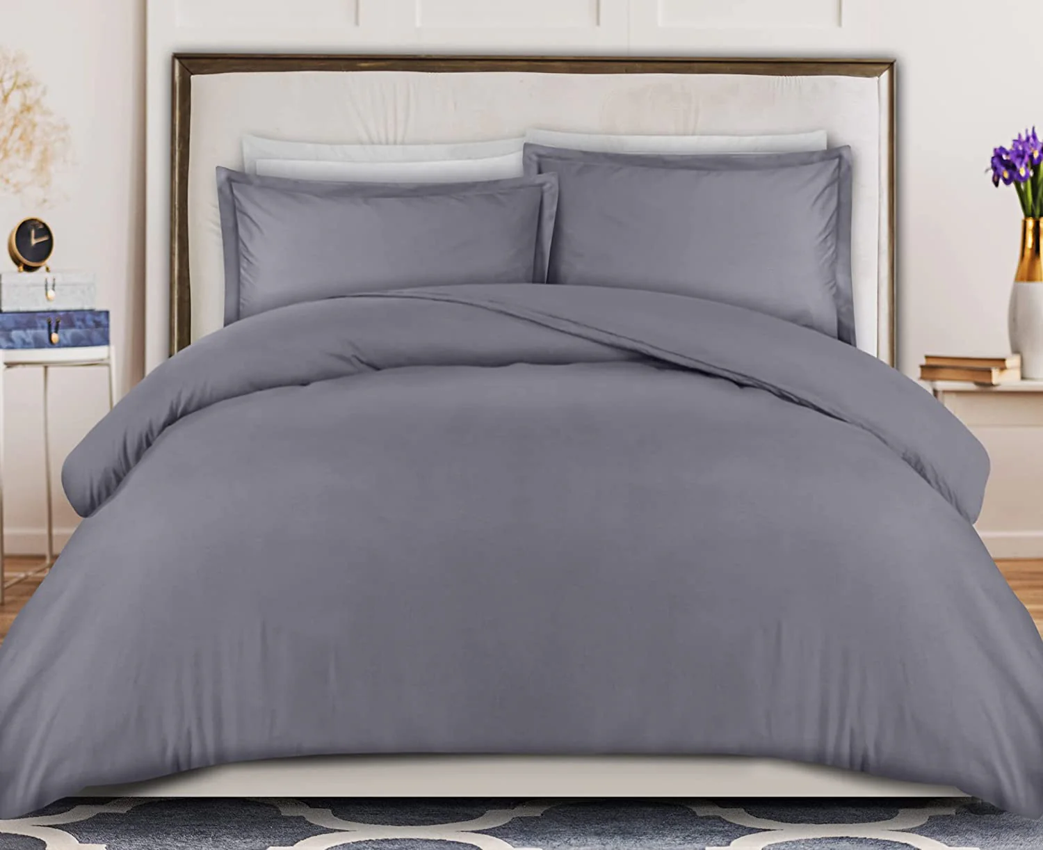 Luxury Duvet Cover Set - 3 Piece (Queen / Grey)