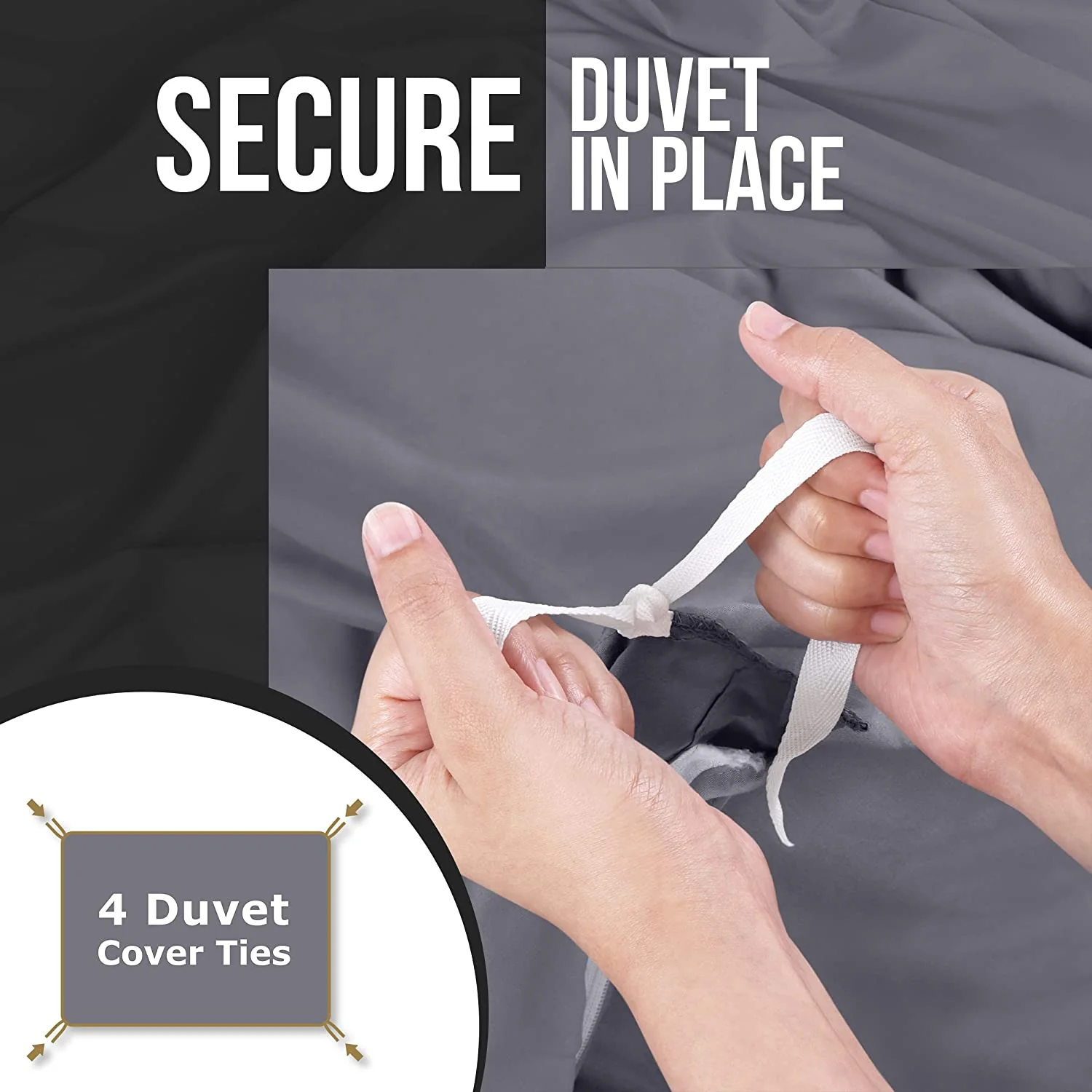 Luxury Duvet Cover Set - 3 Piece (Queen / Grey)