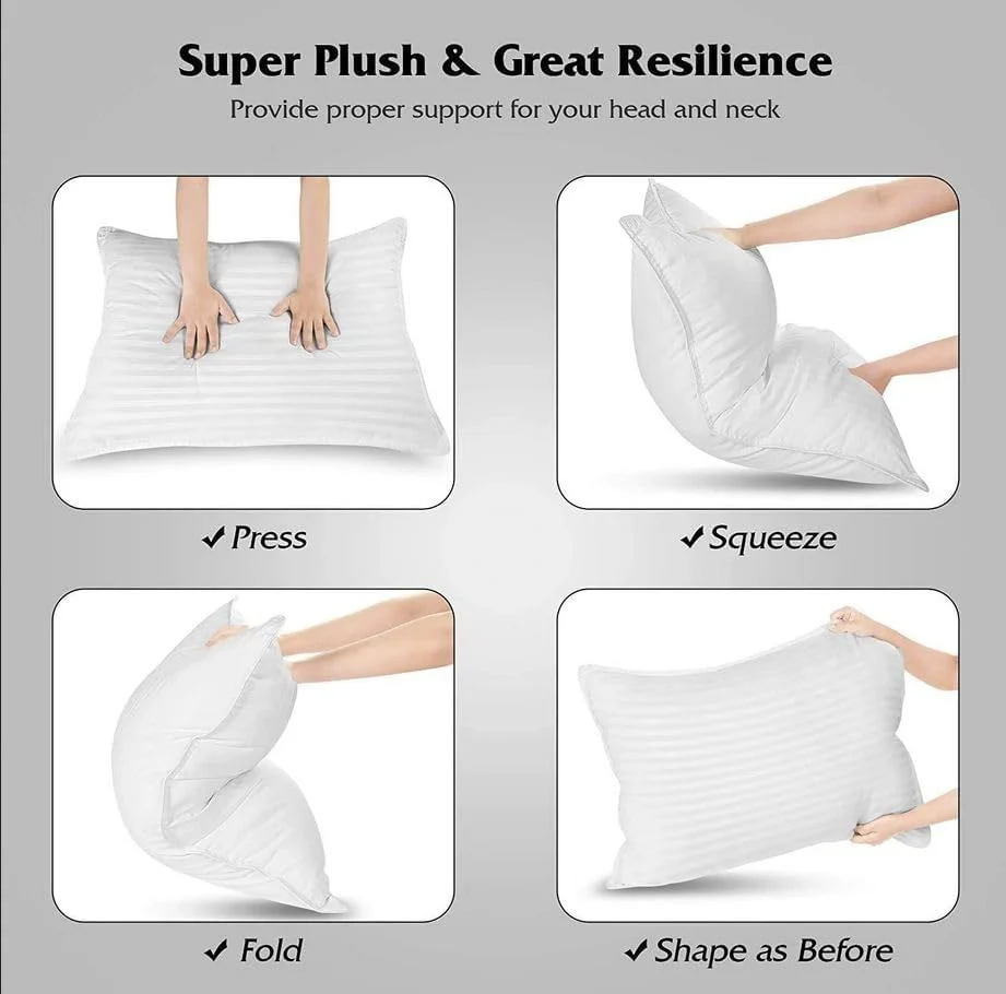 Bedding Premium Fiber-Filled Pillow – Bulk Pack for Hotels & Homes (Queen / White)