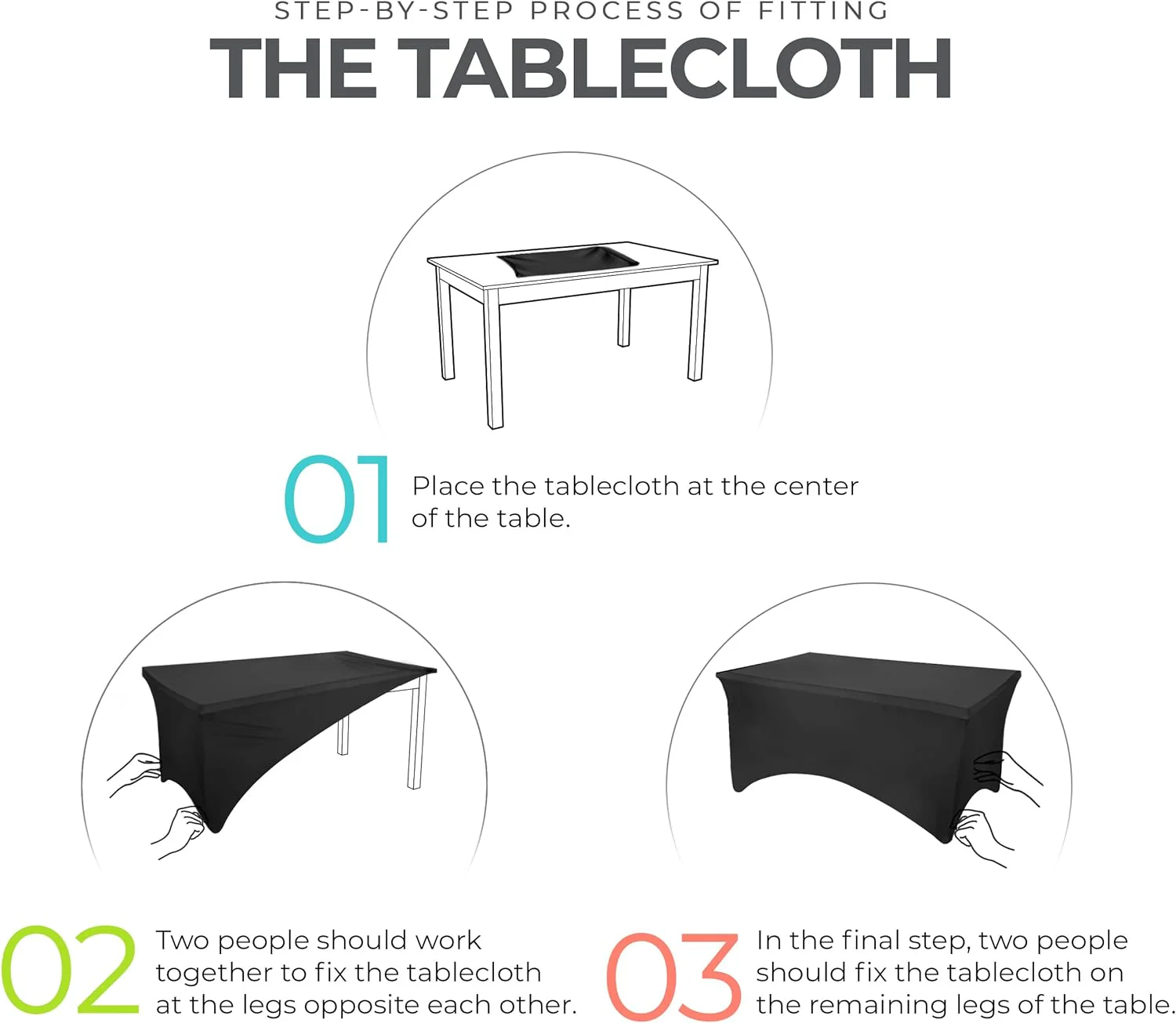 Stretchable Spandex Tablecloth (6 Feet / Black)