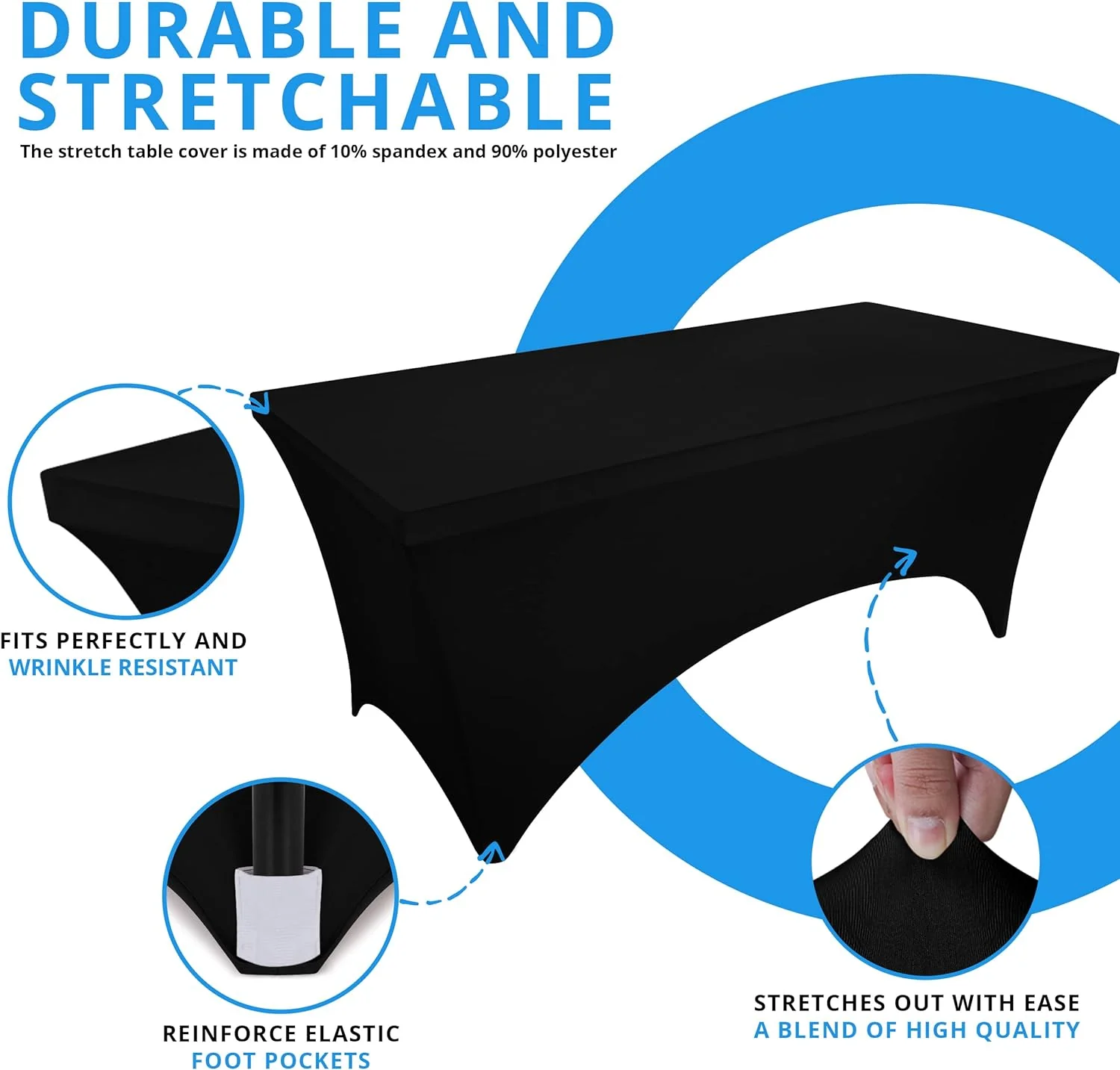 Stretchable Spandex Tablecloth (6 Feet / Black)