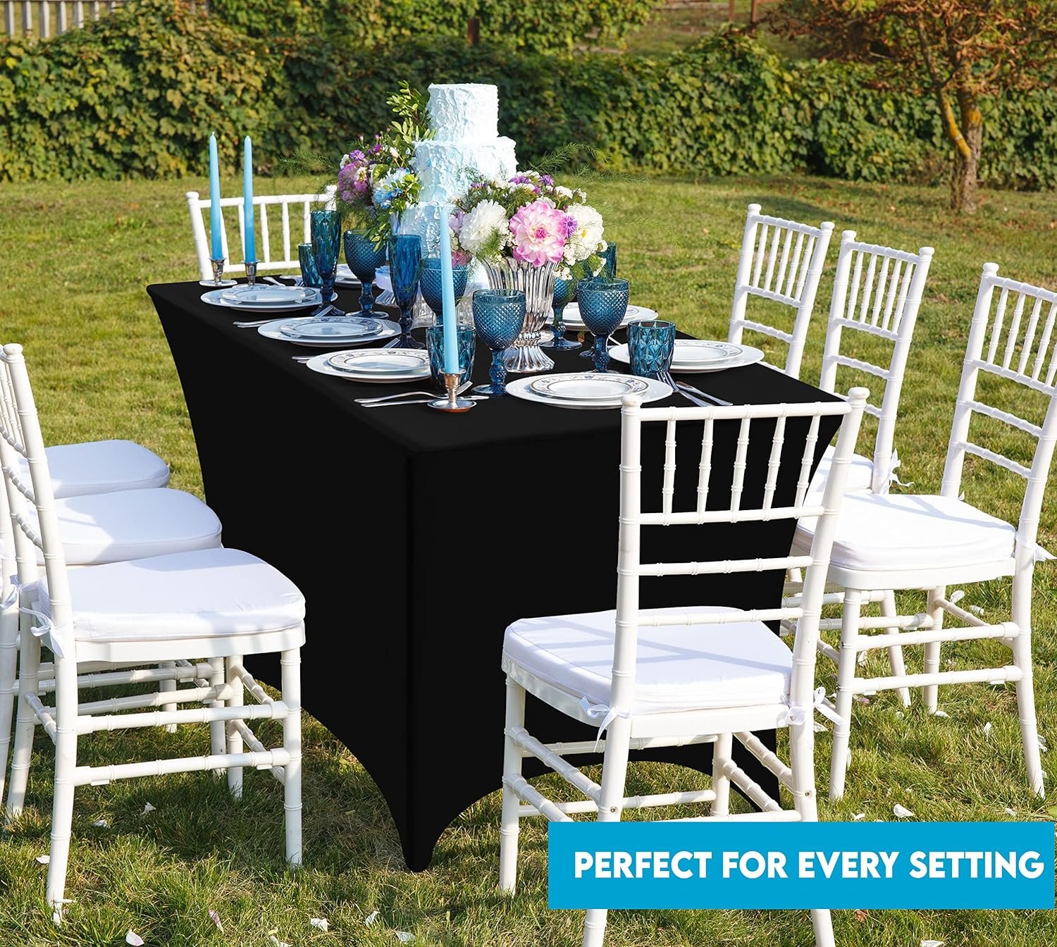 Stretchable Spandex Tablecloth (6 Feet / Black)