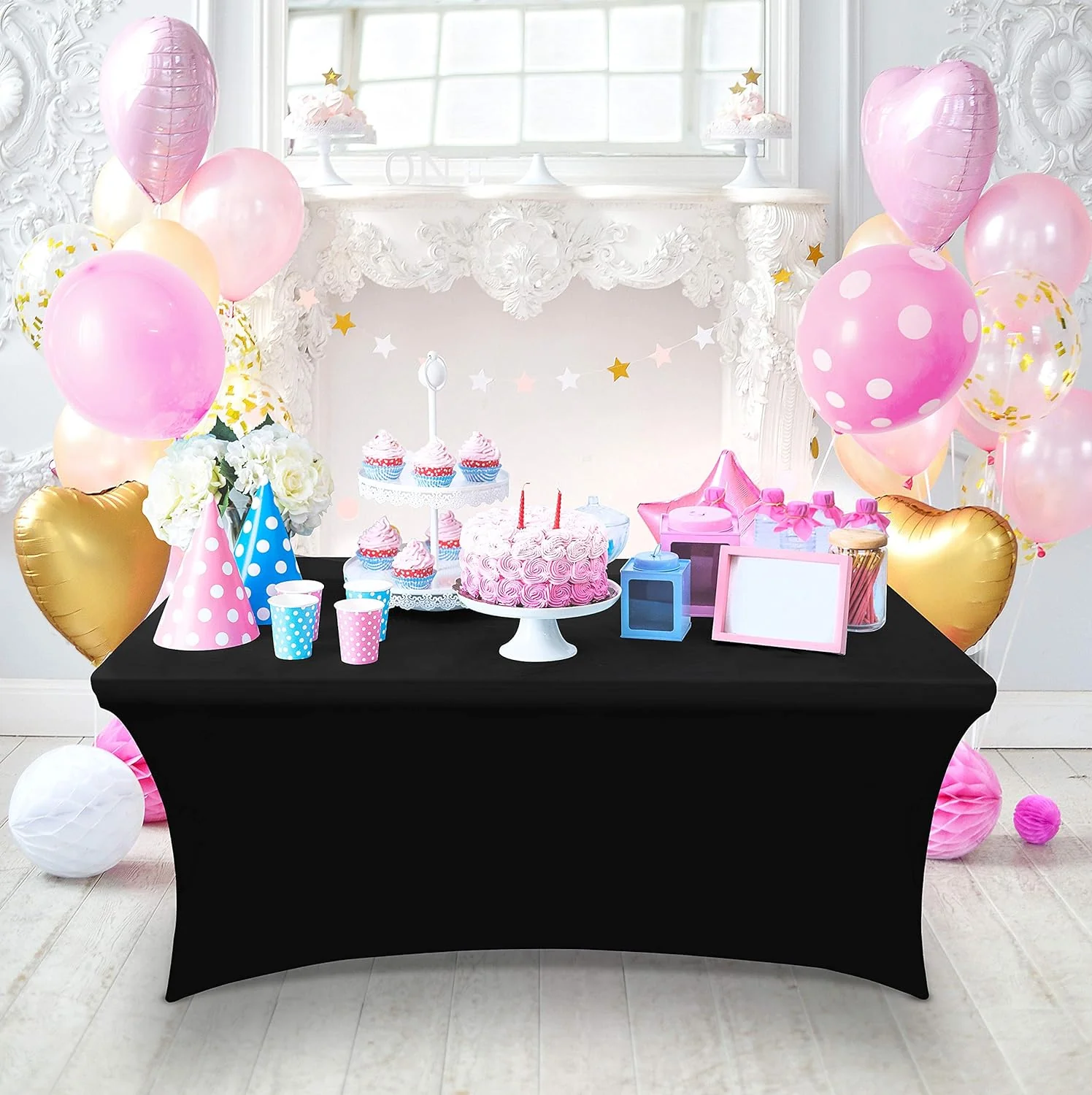 Stretchable Spandex Tablecloth (6 Feet / Black)