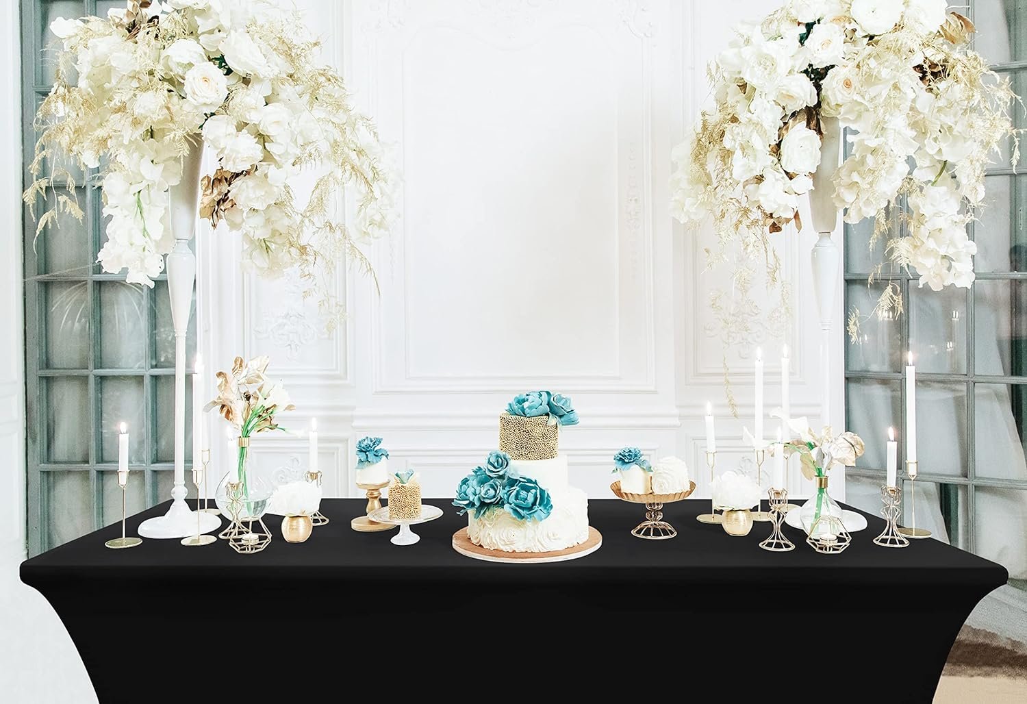 Stretchable Spandex Tablecloth (6 Feet / Black)