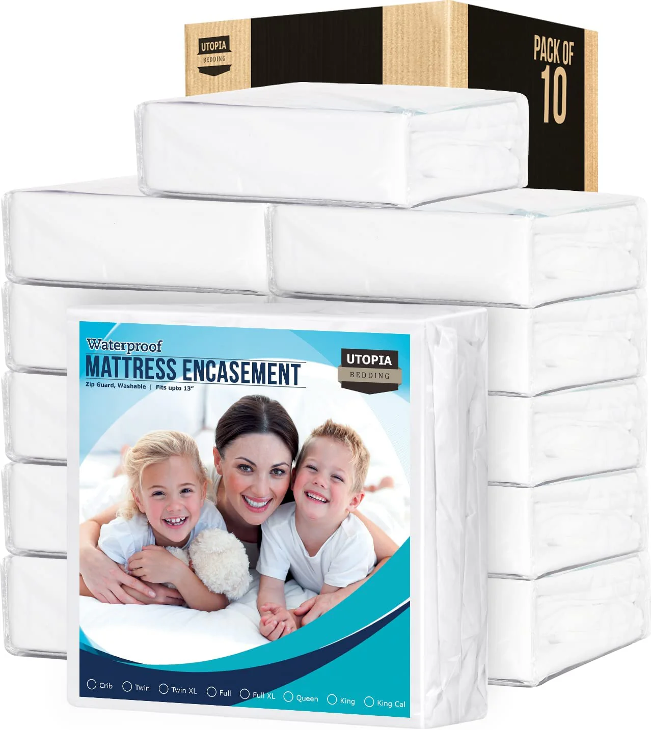 Waterproof and Bed Bug Proof Mattress Encasement | Bulk Pack of 10 (Twin XL)