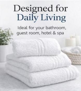 Simply Everyday Jasmine Bath Towel, White - 350 GSM