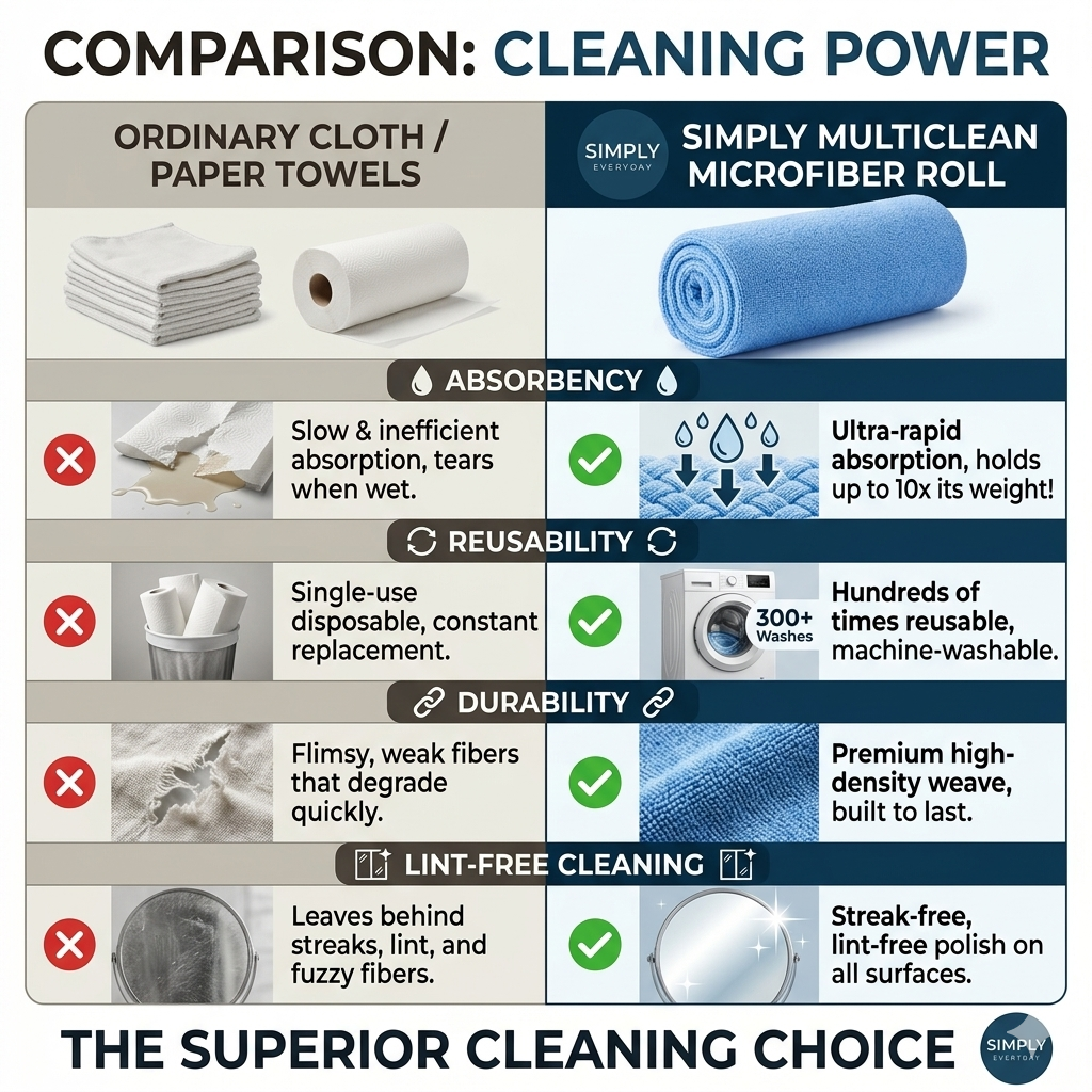 Simply Everyday Multiclean Microfiber Wipes 180 GSM (25x25 cm)