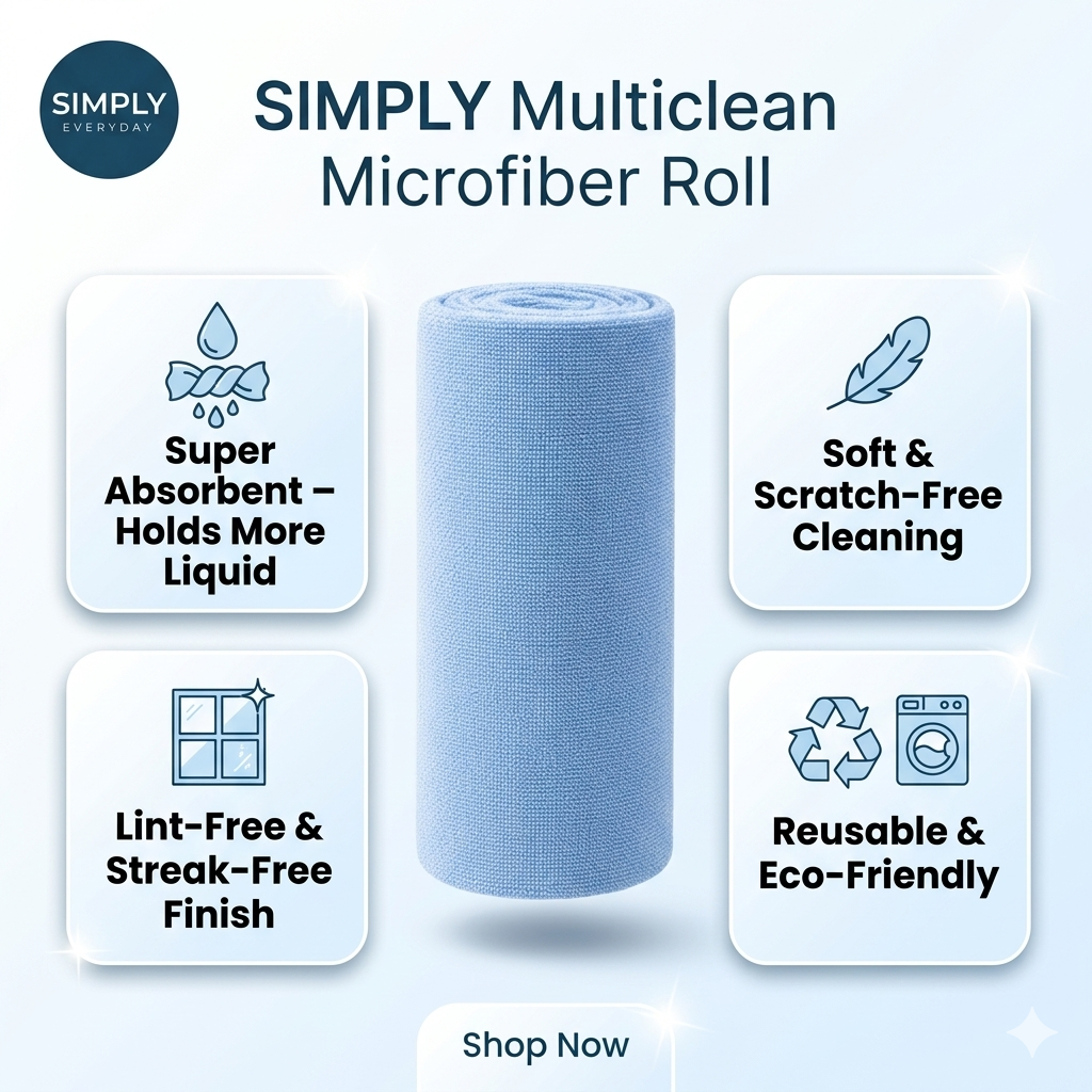 Simply Everyday Multiclean Microfiber Wipes 180 GSM (25x25 cm)